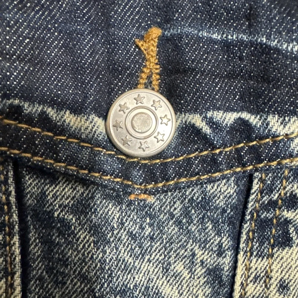 Louise Paris Mens Denim Vest Sz 3X Good Vibes Print On Back